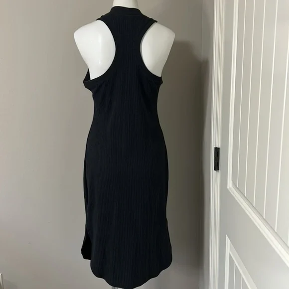 Daily Practice by Anthropologie Ribbed Midi Dress Black Pullover Sz XS NEW - Picture 11 of 14